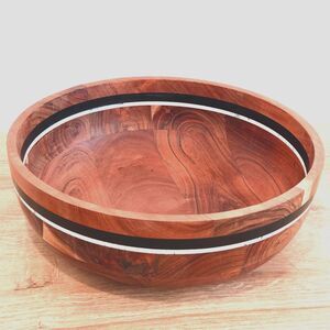 Juliska Brown Stonewood Stripe Marble Look Round 12” Serving Salad Bowl $275 EUC